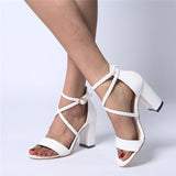 High Heels Round Toe Women Sandals Solid Open Toe Bohemian Sandals Casual Summer Shoes Zapatos