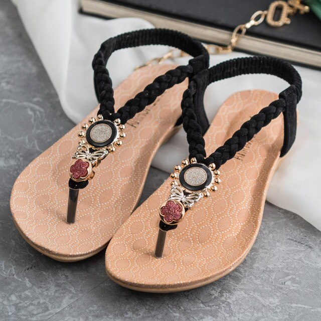 Women Sandals Summer Flat Sandals 2019 Bohemian Flip Flops Women Shoes Slip-On Slippers Roman Casual Beach Sandals