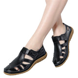 Women's Summer Solid Round Toe Shoes Bohemian Flat Sandals Rubber Platform Sandal Shoes Sandalias