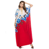 Summer Floral Print Bohemian Maxi Dress 2019 Bat Sleeve Muslim Abaya Islamic Dubai Arabic Morocco Robe Plus size 3XL Long Dress