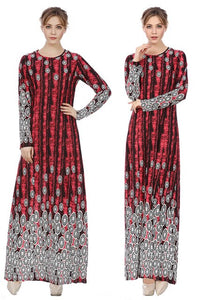 2019 New Bohemian Retro Women Beach Maxi Dress High Waist Long Sleeve Elegant Party Vestido EID Ramadan Morocco Dresses VKDR1575