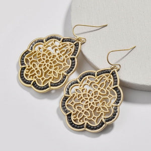 Bohemian Gold Geometric Filigree Hollow Drop Statement Earrings For Women Fashion Jewelry Morocco Seed Beads Earrings Wholesale