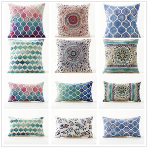 Bohemian  Morocco Pillow Case Decorative Pillows Cover Geometric  Home  Blue Pillowcase