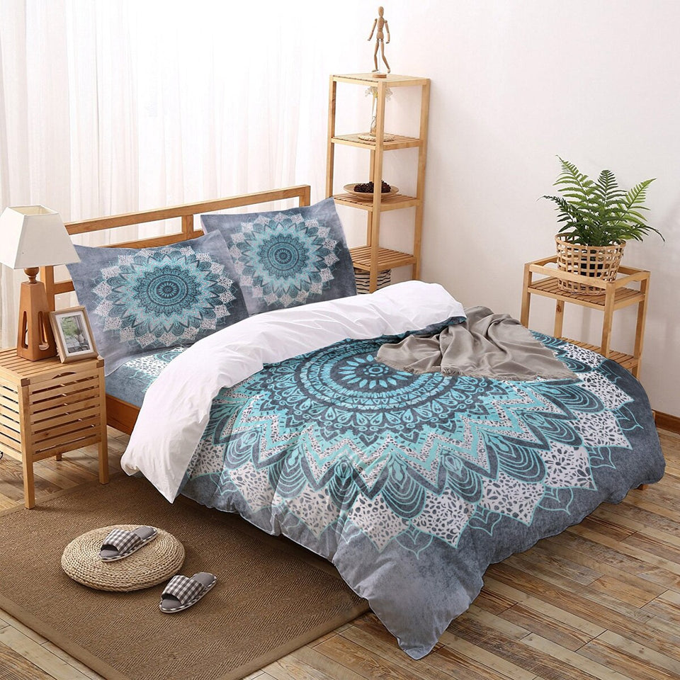 BOHOCHIC MANDALA IN BLUE 3D Cotton Duvet Cover King Size Queen Size Quilt Cover Set Bedclothes Comforter Single Bedding Sets