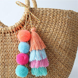 Handmade Pom Pom Colorful 4 Layered Tassel Keychain Bag