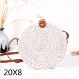 Black Round Rattan Bags For Women Straw Handmade Woven Circle Shoulder Bag